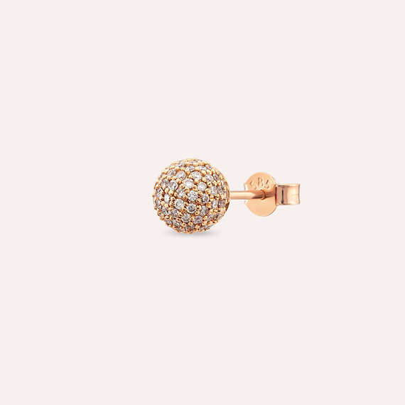 0.38 CT Diamond Rose Gold Sphere Single Earring - 1