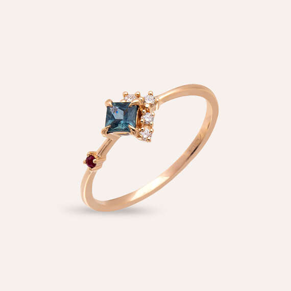 0.38 CT Multicolor Sapphire and Ruby Rose Gold Ring - 3