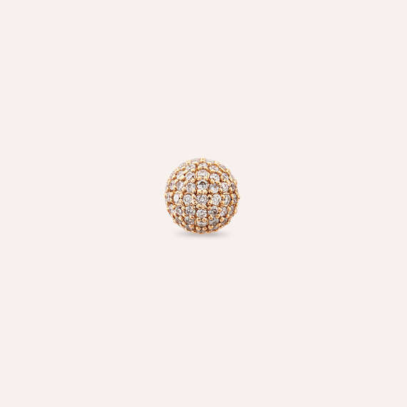 0.38 CT Pırlanta Taşlı Rose Altın Top Tek Küpe - 2