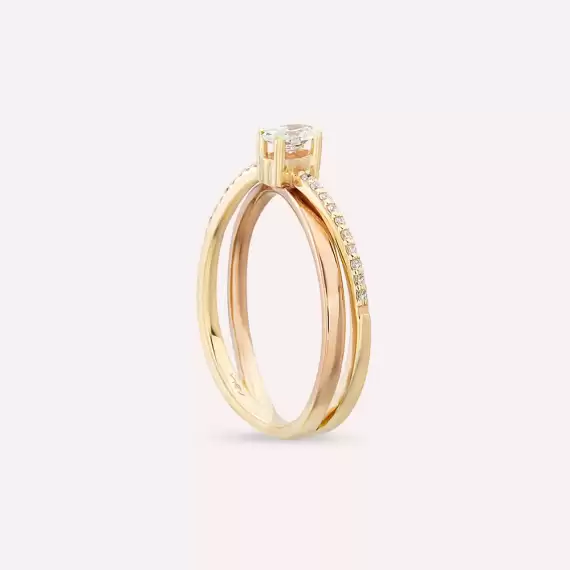 0.32 CT Oval Kesim Pırlanta Taşlı Sarmal Yüzük - 4