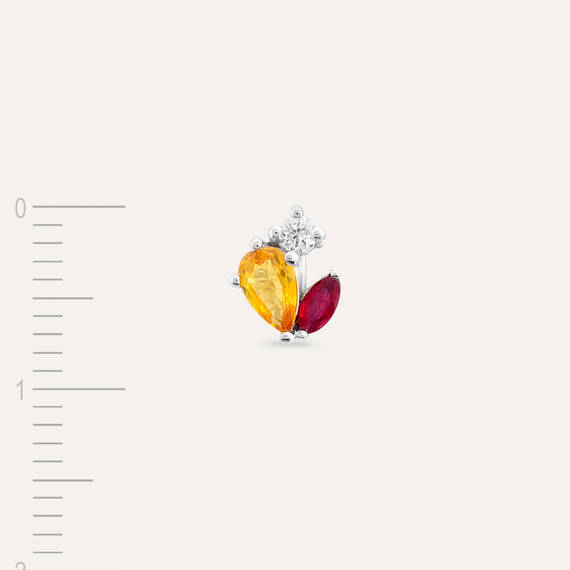 0.38 CT Yellow Sapphire, Ruby and Diamond Mini Single Earring - 5