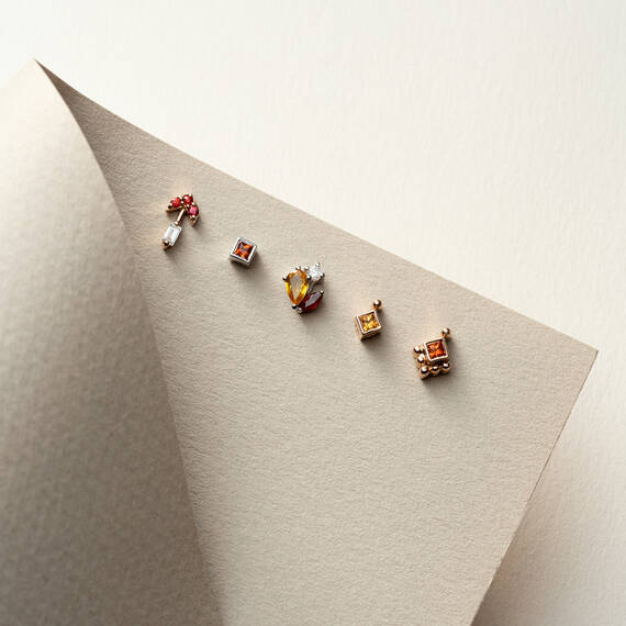 0.38 CT Yellow Sapphire, Ruby and Diamond Mini Single Earring - 3