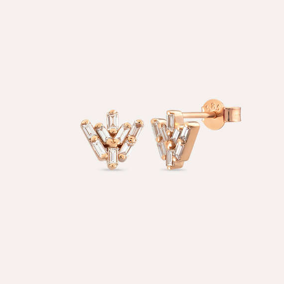 0.39 CT Baguette Cut Diamond Rose Gold Earring - 1