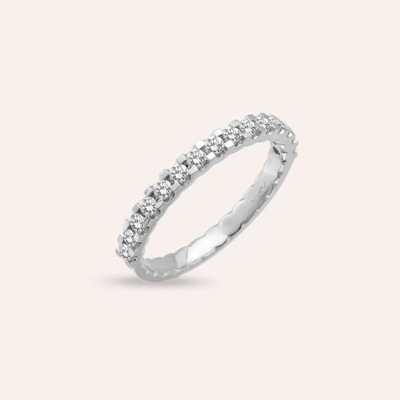 0.39 CT Diamond White Gold Half Eternity Ring - 3