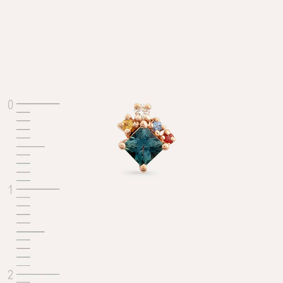 0.43 CT Multicolor Sapphire and Diamond Single Earring - 6