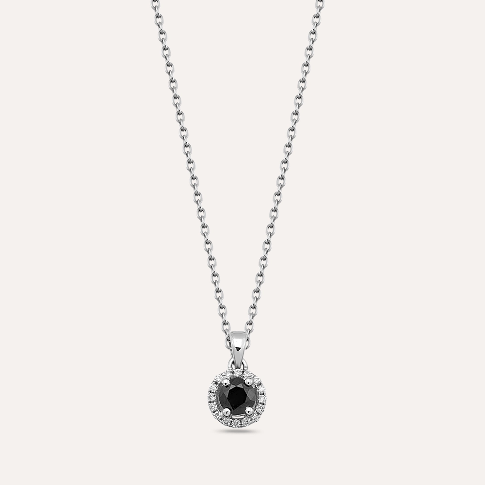 0.41 CT Black Diamond White Gold Necklace - 1