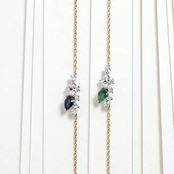 0.41 CT Emerald and Diamond Rose Gold Bracelet - 3