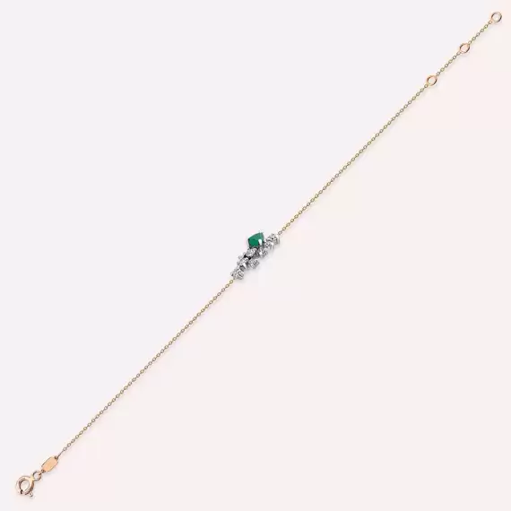 0.41 CT Emerald and Diamond Rose Gold Bracelet - 6