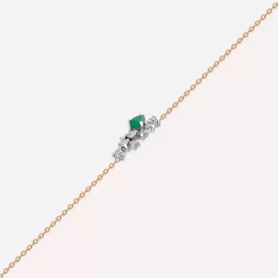 0.41 CT Emerald and Diamond Rose Gold Bracelet - 4