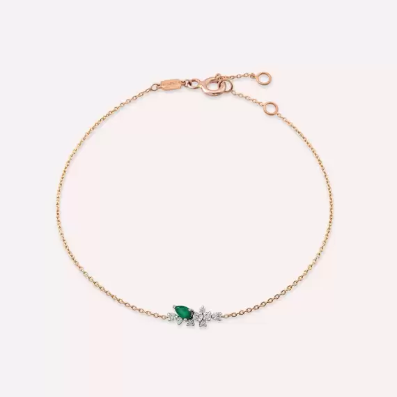 0.41 CT Emerald and Diamond Rose Gold Bracelet - 1