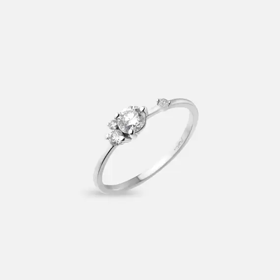 0.41 CT Pırlanta Taşlı Beyaz Altın Yüzük - 3