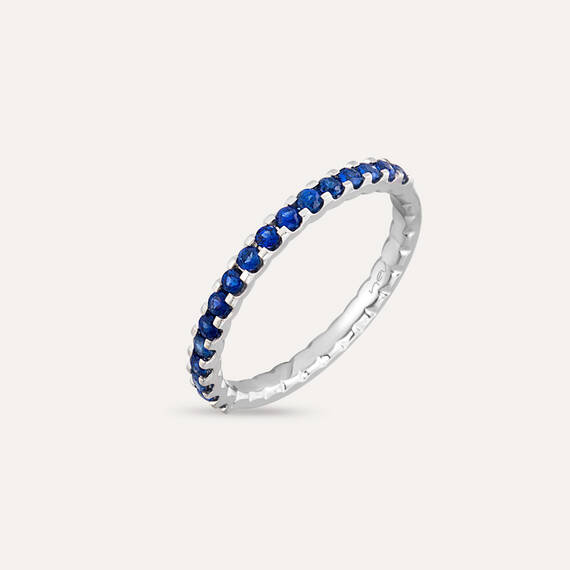 0.41 CT Sapphire White Gold Half Eternity Ring - 1