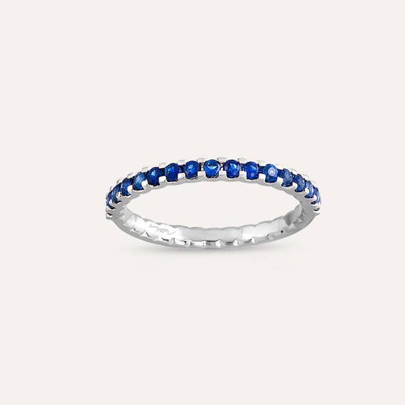 0.41 CT Sapphire White Gold Half Eternity Ring - 3