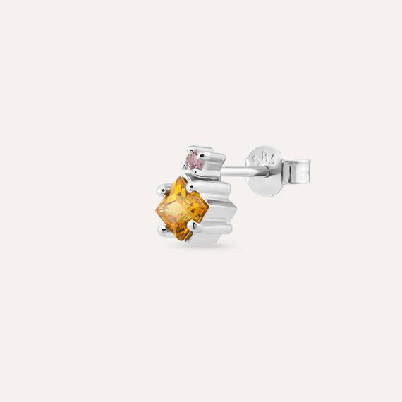 0.41 CT Yellow Sapphire and Pink Sapphire Mini Single Earring - 1