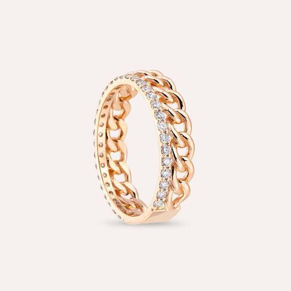 0.42 CT Diamond Rose Gold Chain Ring - 4