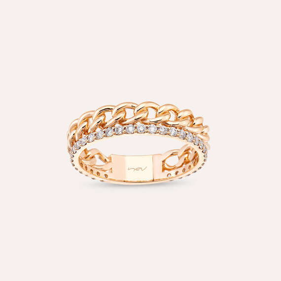 0.42 CT Diamond Rose Gold Chain Ring - 1