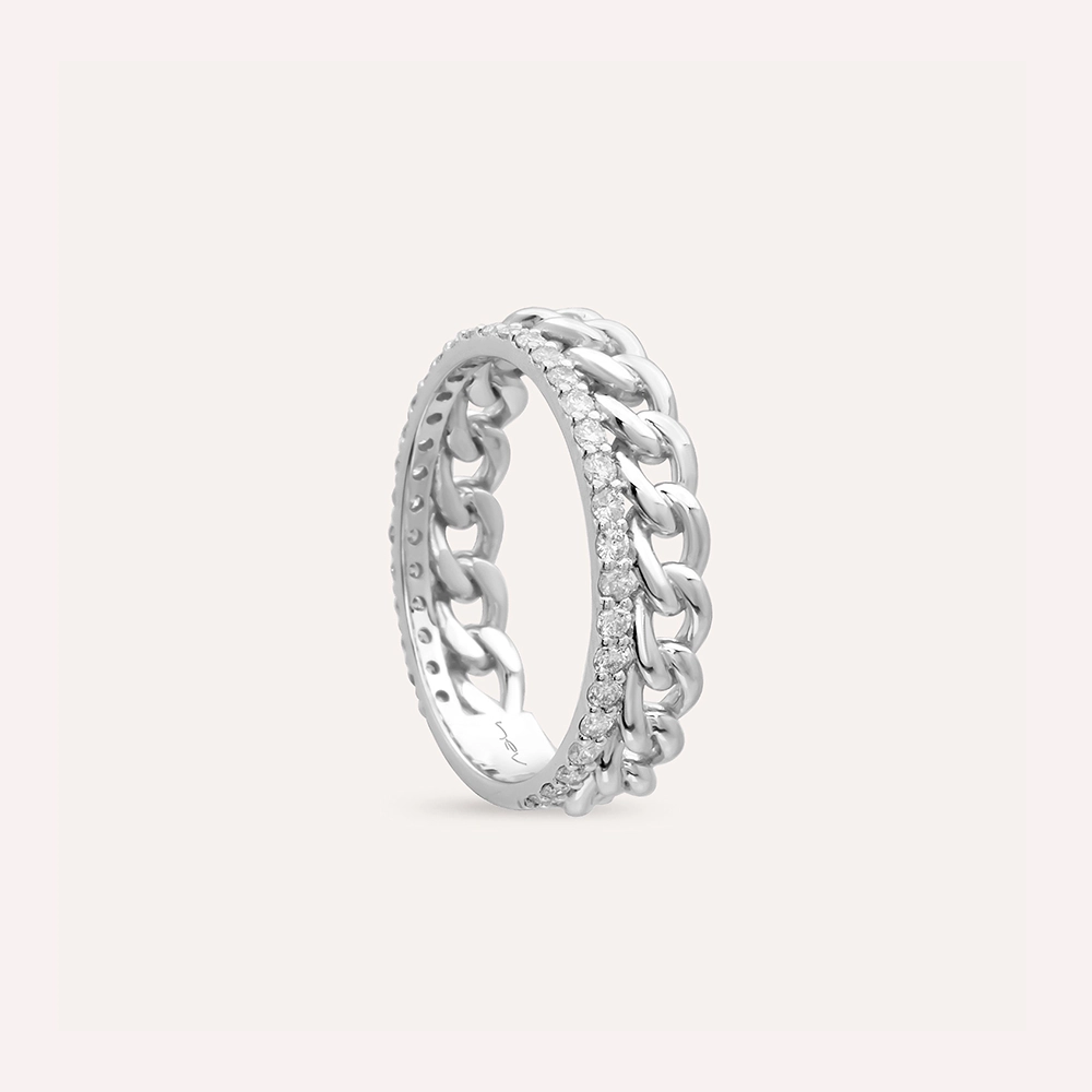 0.42 CT Diamond White Gold Chain Ring - 4