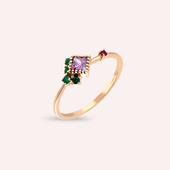 0.42 CT Multicolor Sapphire, Emerald and Ruby Ring - 1