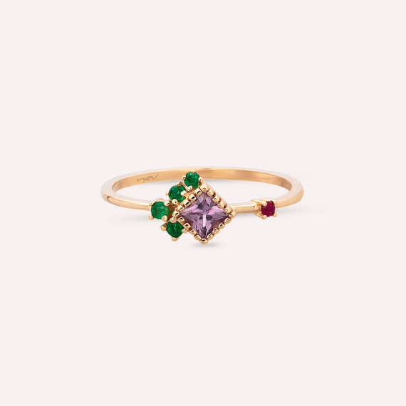 0.42 CT Multicolor Sapphire, Emerald and Ruby Ring - 5