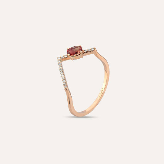 0.43 CT Dark Red Sapphire and Diamond Rose Gold Ring - 2