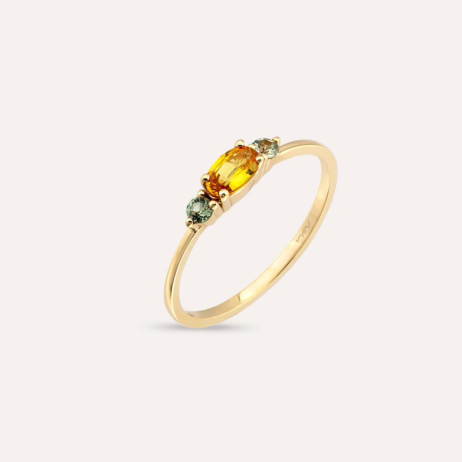 0.43 CT Yellow Sapphire and Green Sapphire Ring