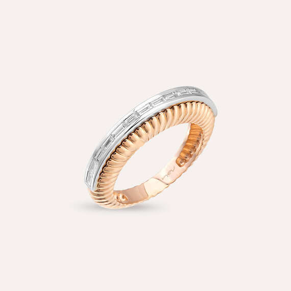 0.44 CT Baguette Cut Diamond Rose Gold Half Eternity Ring - 3