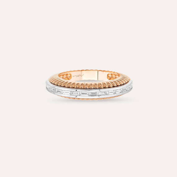 0.44 CT Baguette Cut Diamond Rose Gold Half Eternity Ring - 4