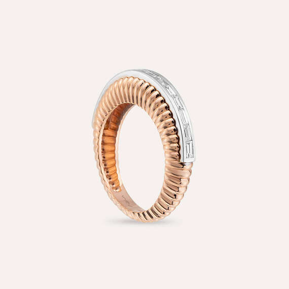 0.44 CT Baguette Cut Diamond Rose Gold Half Eternity Ring - 5