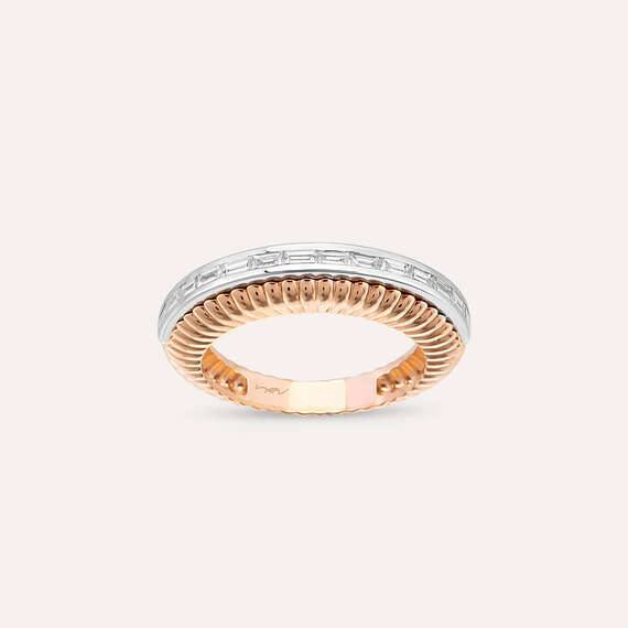 0.44 CT Baguette Cut Diamond Rose Gold Half Eternity Ring - 1