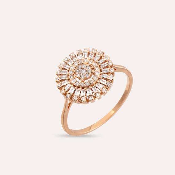 0.45 CT Baguette Cut Diamond Rose Gold Ring - 2