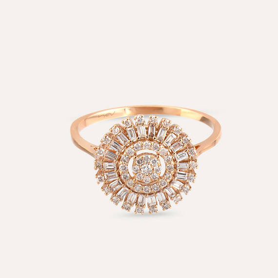 0.45 CT Baguette Cut Diamond Rose Gold Ring - 3