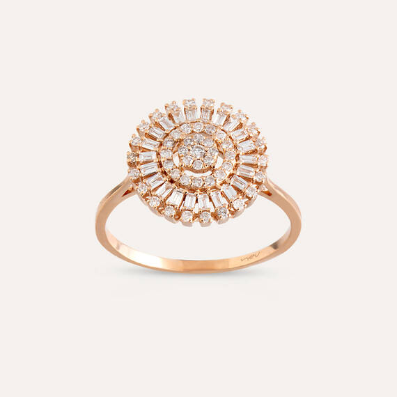 0.45 CT Baguette Cut Diamond Rose Gold Ring - 1