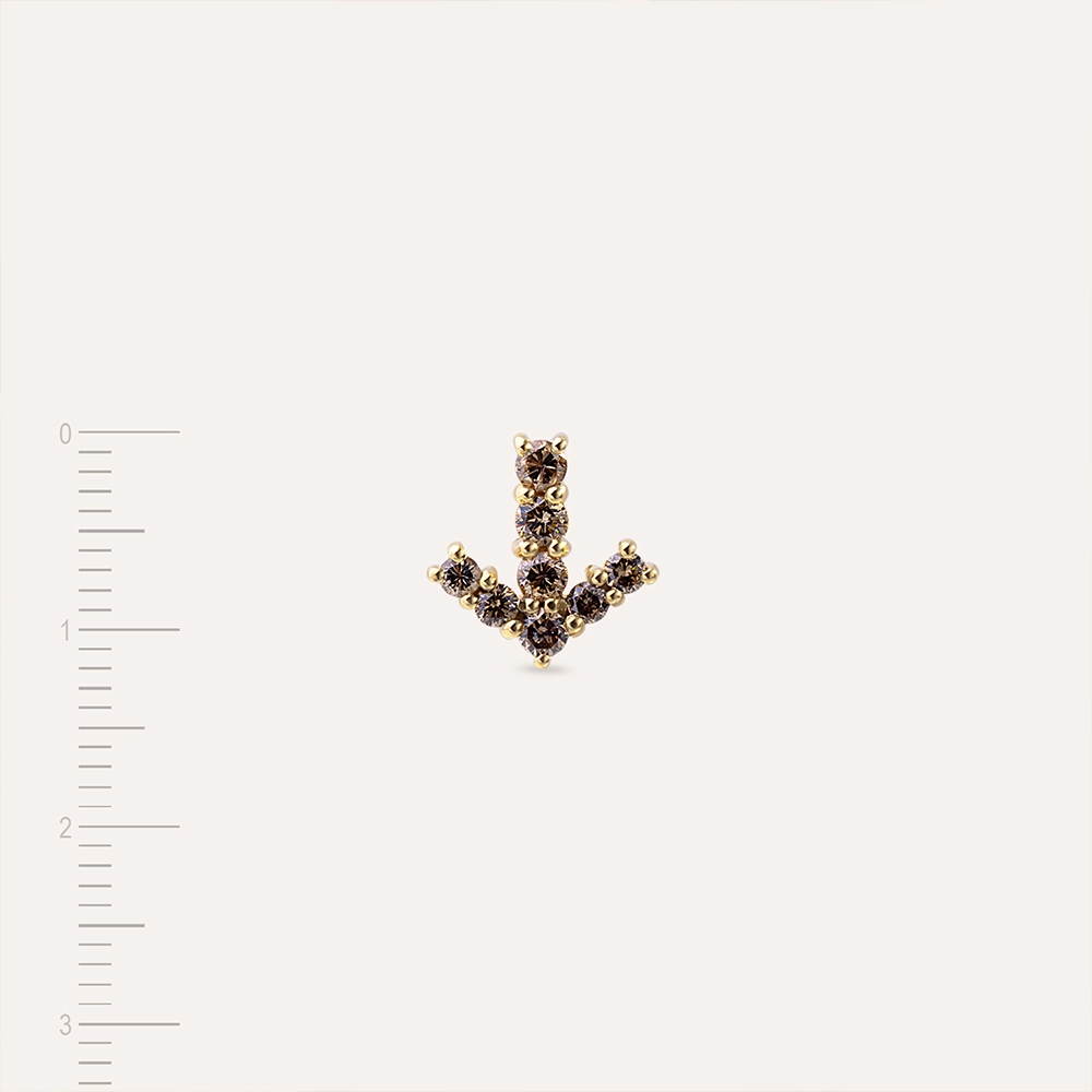 0.45 CT Brown Pırlanta Taşlı Rose Altın Tek Küpe - 3