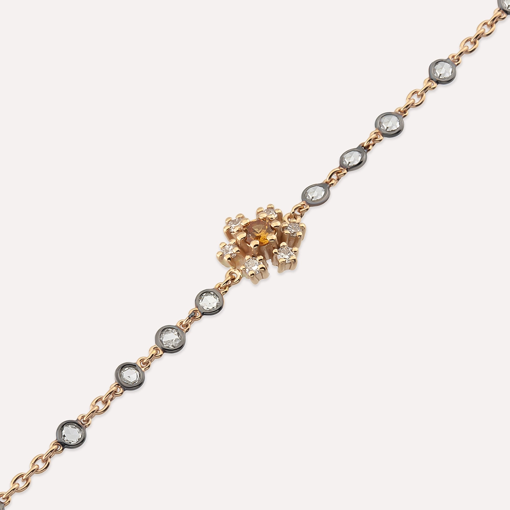 0.46 CT Orange Sapphire and Rose Cut Diamond Bracelet - 5