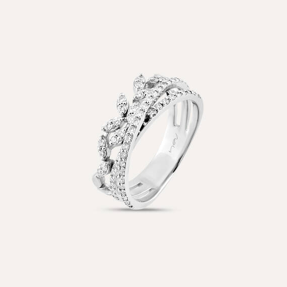  0.47 CT Diamond Spiral White Gold Ring - 3