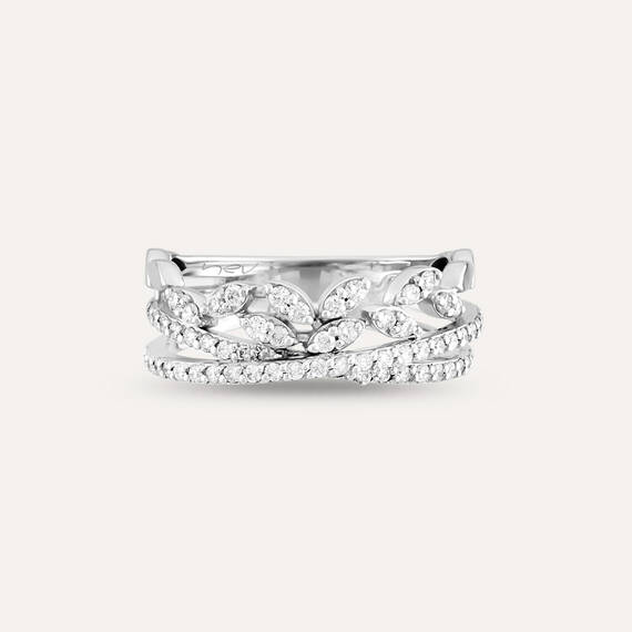  0.47 CT Diamond Spiral White Gold Ring - 4