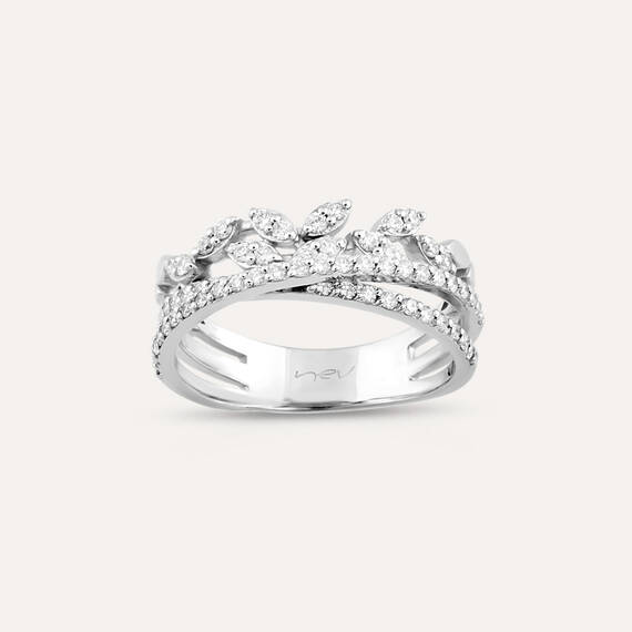  0.47 CT Diamond Spiral White Gold Ring - 1