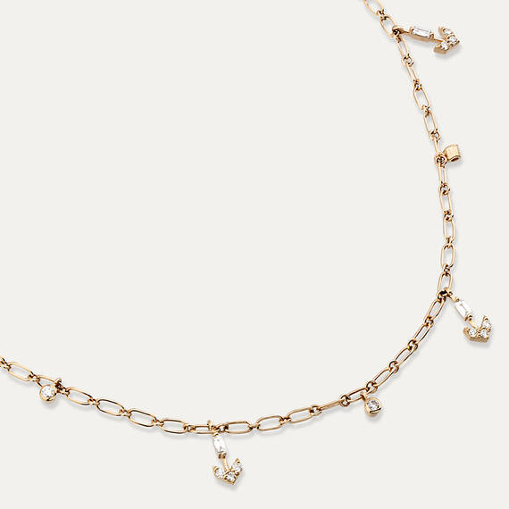 0.48 CT Baguette Cut Diamond Rose Gold Necklace - 2