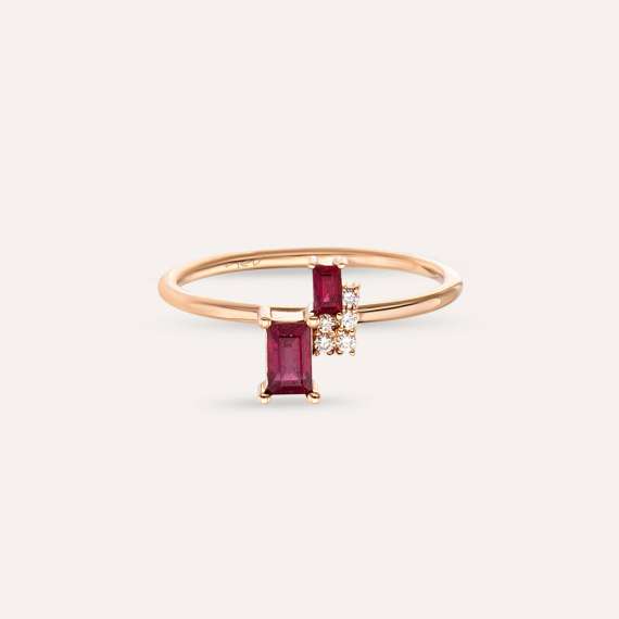 0.50 CT Baguette Cut Ruby Rose Gold Ring - 6