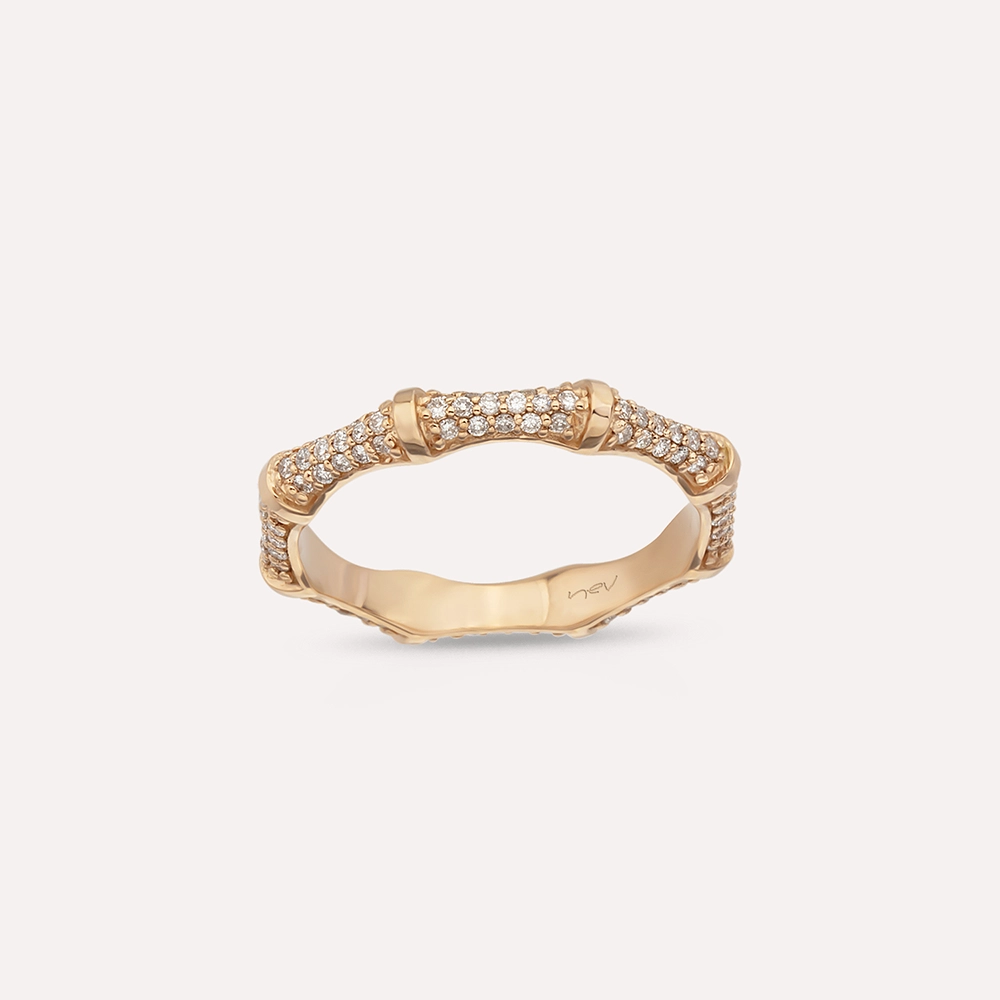 0.48 CT Diamond Rose Gold Bamboo Eternity Ring - 1