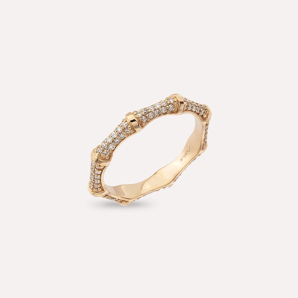 0.48 CT Diamond Rose Gold Bamboo Eternity Ring - 4