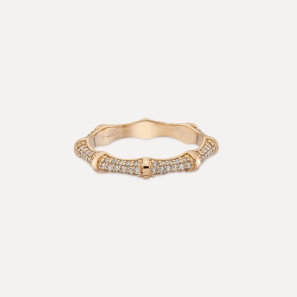0.48 CT Diamond Rose Gold Bamboo Eternity Ring - 5