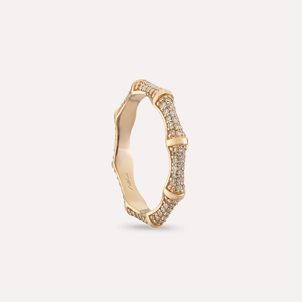 0.48 CT Diamond Rose Gold Bamboo Eternity Ring - 6