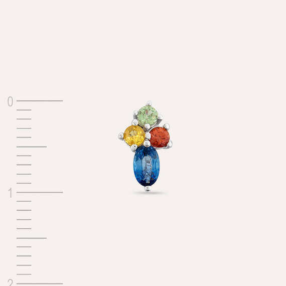 0.50 CT Multicolor Sapphire White Gold Single Earring - 5