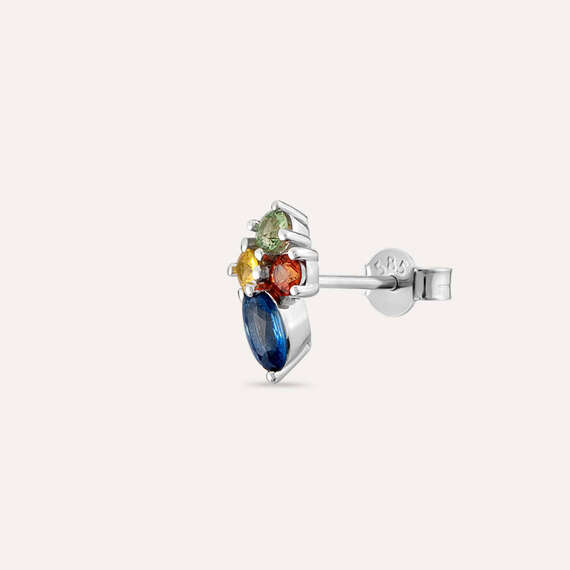 0.50 CT Multicolor Sapphire White Gold Single Earring - 1