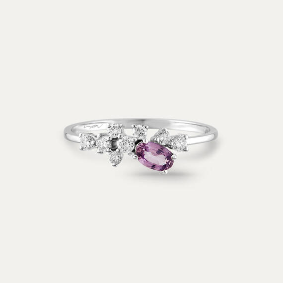 0.55 CT Purple Sapphire and Diamond White Gold Ring - 3