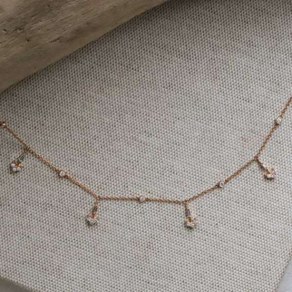 0.53 CT Baguette Cut Diamond Rose Gold Necklace - 4