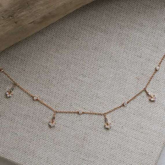 0.53 CT Baguette Cut Diamond Rose Gold Necklace - 4