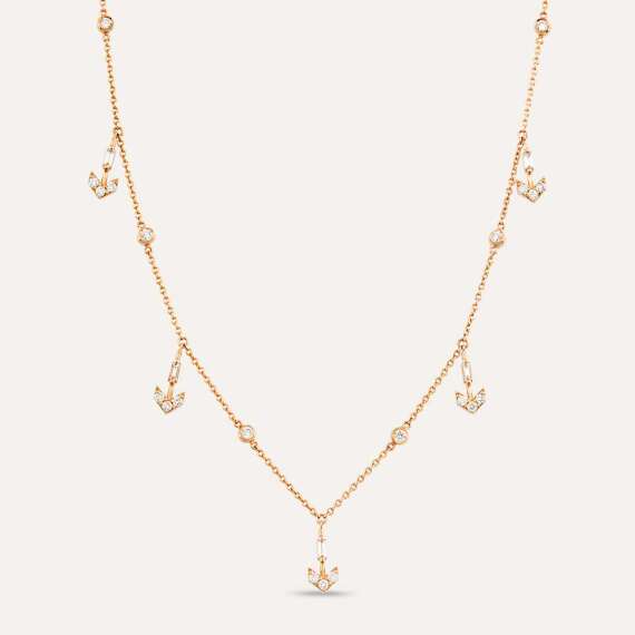 0.53 CT Baguette Cut Diamond Rose Gold Necklace - 2