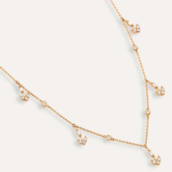 0.53 CT Baguette Cut Diamond Rose Gold Necklace - 3
